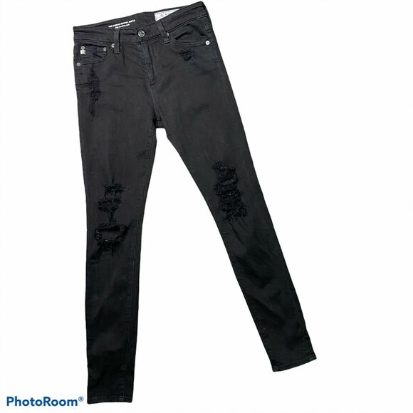 AG ADRIANO GOLDSCHMIED | sz 25 Women's Black Destroyed Farrah Skinny Ankle Jeans - Picture 2 of 8
